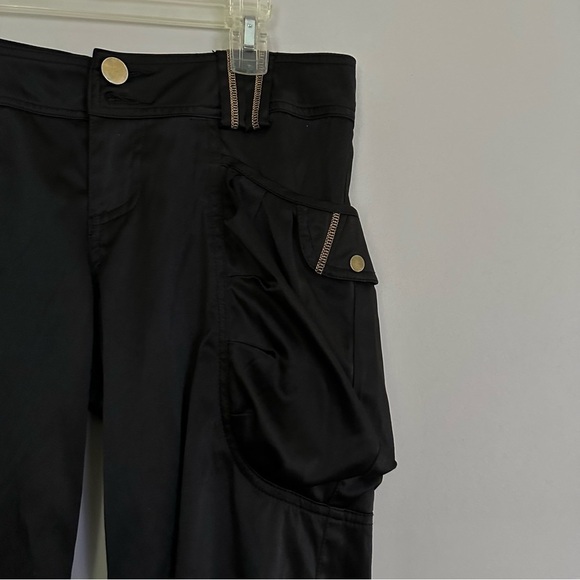 Joyce Leslie Black Cargo Jogger Capris with Gold Accents - Picture 2 of 9